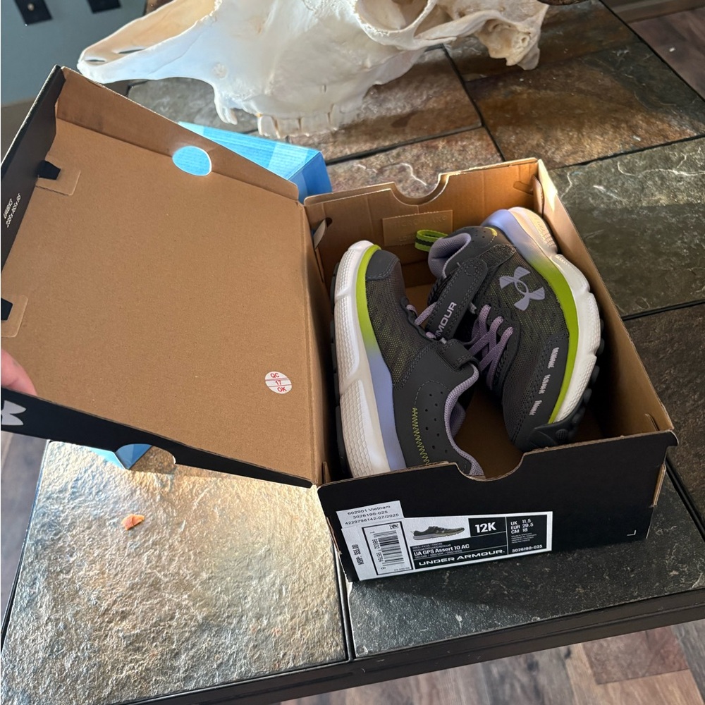 Under Armour Gray, Lime & Lavender Kids' Athletic Shoes